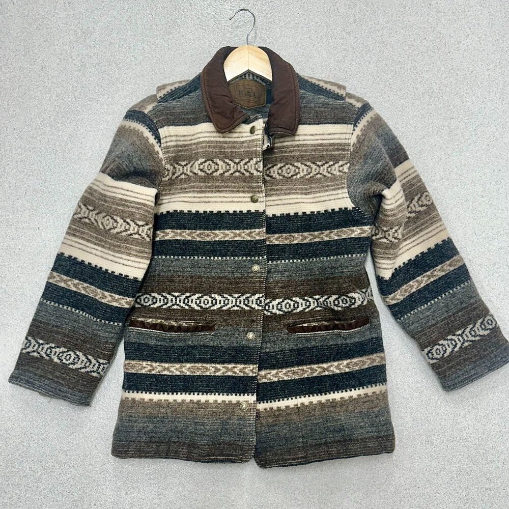 Vintage WOOLRICH Jacket Sz S Aztec Wool Blanket Coat Western Boho Southwestern